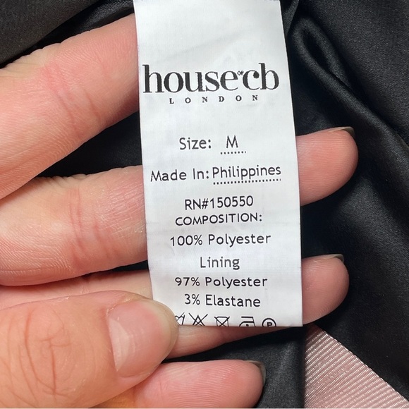 NEW! House of CB- Domenica Foil Long Sleeve Minidress Black Gold Size Medium - Picture 9 of 9